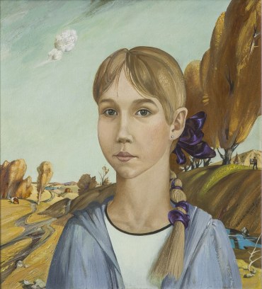 Диана. портрет дочери с бантом.47,5х43-2015г